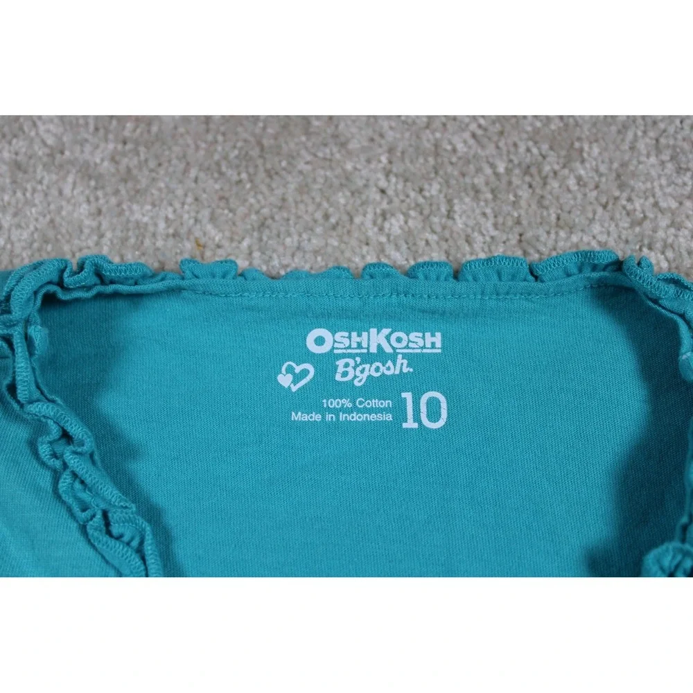 OshKosh Shirt Girls Size 10 Blue Layered Long Sleeve‎ Floral Heart Graphic Top